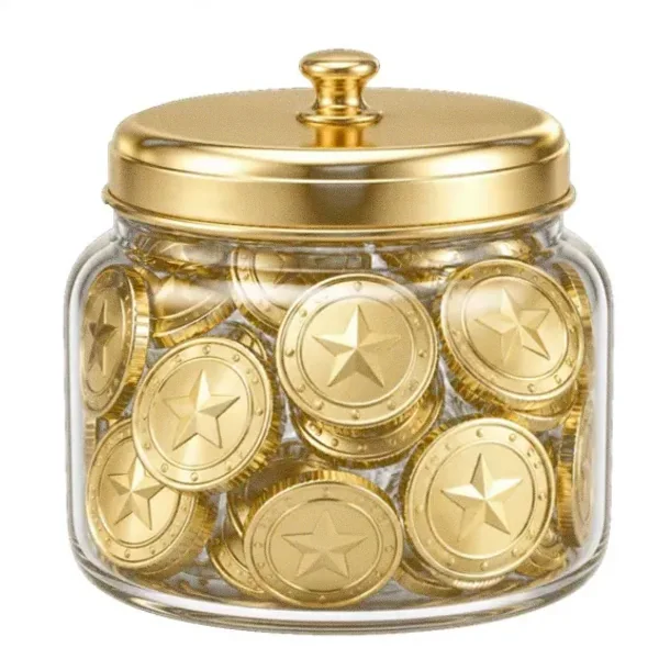 Coin-filled jar — Luckland