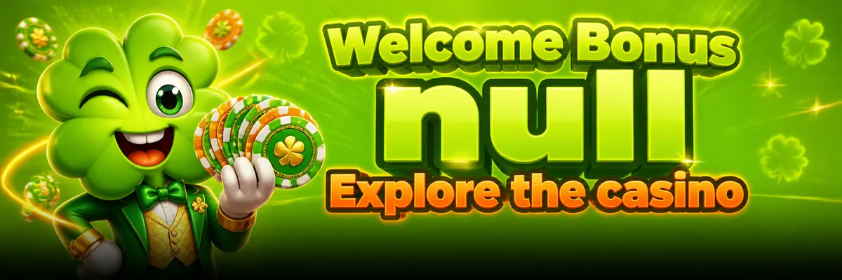 Lucky-clover mascot beside casino chips in lime and orange